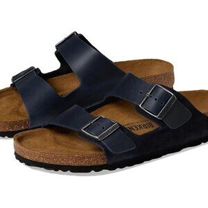 NEW Birkenstock Arizona Midnight BLue Leather Sandals 45 R Mens 12